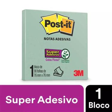 Imagem de Bloco Adesivo Post It 3M Verde Menta com 90 Folhas 76x76mm, UNICA