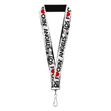 Imagem de Cordão Los Fckin Angeles Heart desgastado branco preto e vermelho