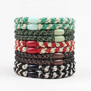 Imagem de Pacote com 10 laços de cabelo elásticos para mulheres, faixas grossas sem vincos com suportes de rabo de cavalo fortes para mulheres, acessórios elegantes com design clássico (estilo 11)