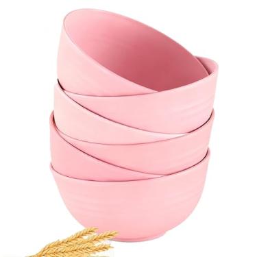 Imagem de YUNSHENGFANGDM Conjunto de 6 tigelas de palha de trigo inquebráveis, tigelas leves de fibra reutilizável - Segura para lava-louças e micro-ondas - perfeita para lanches, cereais, sorvete, sopa