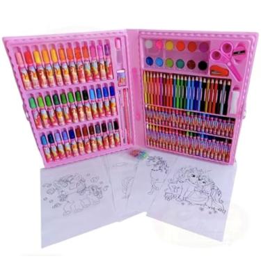 Imagem de Estojo Material Escolar Maleta 48/68/86/150/208 Peças Completo Grande (ROSA)