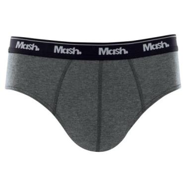 Imagem de Cueca Slip Mash Masculina Algodão Elástico, G, Cinza mescla escuro