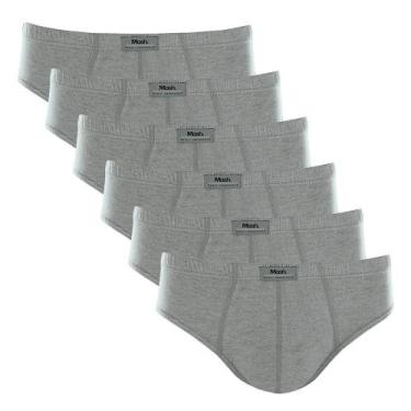 Imagem de Kit 6 Cuecas Slip Algodão Lisa Mash 074.58, Gg, Cinza mescla claro