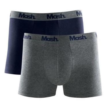 Imagem de Kit 2 Cueca Boxer Cotton Mash Masculina Cós Elástico, Azul marinho, M