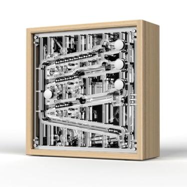 Imagem de Temporizador de esferas, embutido com mais de 20 rolamentos de esferas de aço, 4 pistas de corrida, de cima a baixo: Minutos unidades/dezenas, horas, madeira maciça + aço inoxidável, artesanato punk