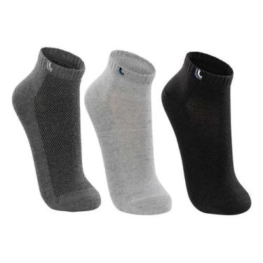 Imagem de Kit 3 Pares de Meia Soquete Cano Baixo Lupo 3225 Cinza, Chumbo e Preto