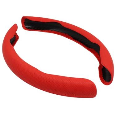 Imagem de Hordion 2 peças de capa de volante de carro, protetor de volante segmentado, antiderrapante e respirável, acessórios interiores de carro para a maioria dos veículos SUV caminhão, vermelho