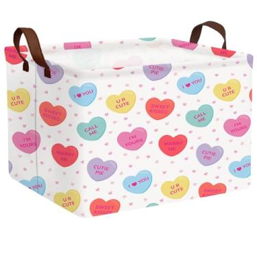 Imagem de BOAMAU Cesto infantil grande de dia dos namorados coração bonito cesta de presente vazia para namorada amor decoração de quarto cesta de armazenamento (amor colorido)