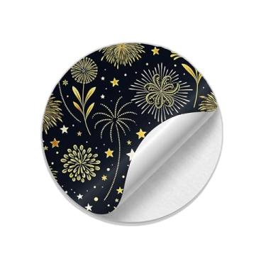 Imagem de Ladrilho Decorativo de Cerâmica Estampa Fogos de Artifício e Estrelas de Ouro