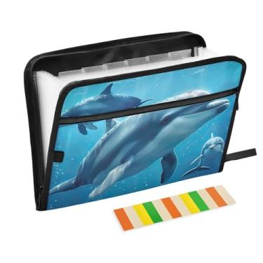 Imagem de Pasta de arquivo de acordeão Dolphins A4 tamanho carta Folio organizador de documentos com etiquetas pasta de organização