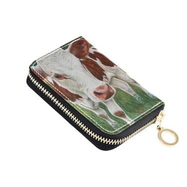 Imagem de Carteira feminina branca, marrom, bovina, pequena, com bloqueio de RFID, porta-moedas minimalista com zíper