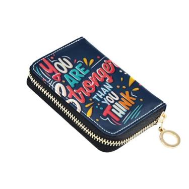 Imagem de Carteira pequena para mulheres, porta-cartões, couro com bloqueio de RFID, porta-moedas, com chaveiro, colorido, minimalista, palavras pretas