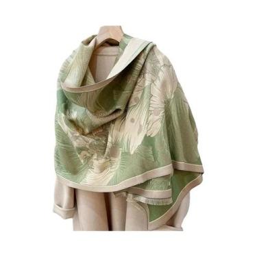 Imagem de Xale Feminino Quente De Tricô Imitação De Cashmere Com Franjas, Cachec