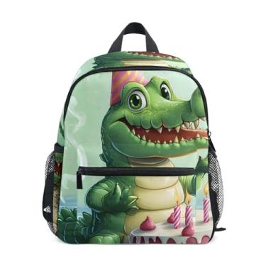Imagem de GAIGEO Crocodile Birthday Gifts Backpacks for Toddlers, 10x4x12 In, Backpack for School Girls Includes Water Bottle Pockets, Whistle Clip for Safety