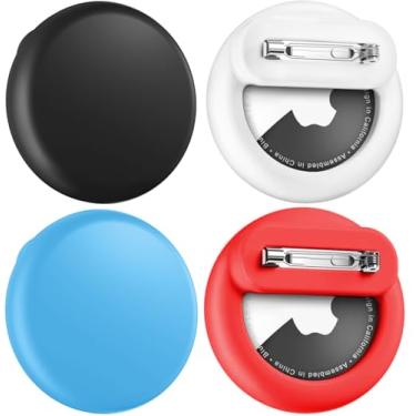 Imagem de Wowwat Compatível com suporte Apple Air Tags para crianças, pacote com 4 capas ocultas com pino de segurança, antiperda para crianças, bebês, idosos, bagagem, sapatos, roupas - vermelho + azul celeste
