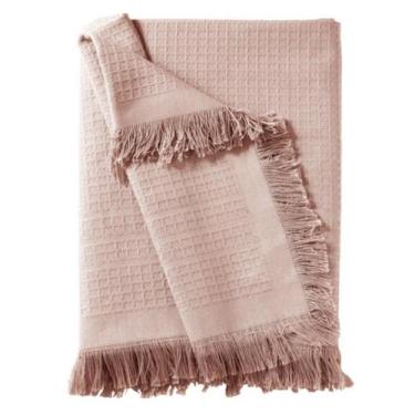 Imagem de Manta Xale de Sofá Marrocos Dohler 120 cm x 150 cm Algodão, Rosa