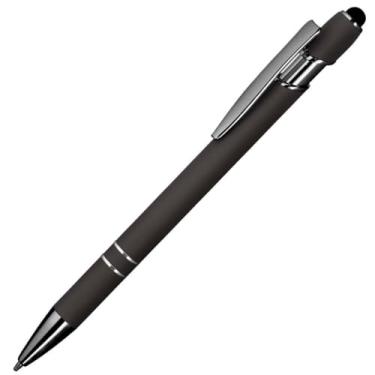 Imagem de Caneta esferográfica em metal com ponta touch escrita em azul Design moderno para anotações (Preto 1)