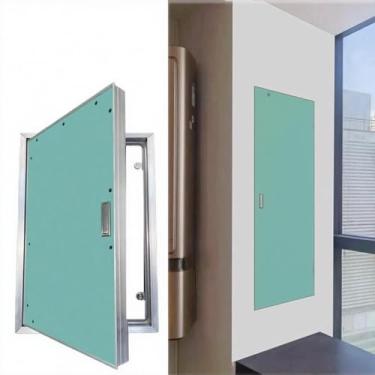 Imagem de Painel de acesso de parede de alumínio de 60 x 80 cm. Porta de inspeção de parede pintável para encanamento de eletricidade HVAC, escotilha oculta de serviço de sótão embutido para casa, garagem
