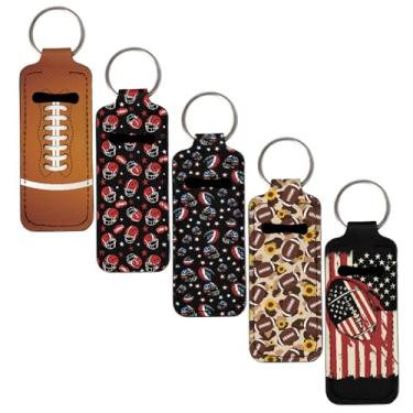 Imagem de Porta-batom à prova d'água com suporte de brilho labial elegante e fácil de carregar chaveiro para viagens, Rugby, tamanho �nico