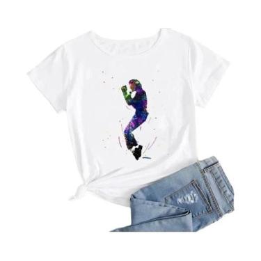 Imagem de Camiseta Gráfica plus Size Feminina Michael Jackson Estilo Harajuku Ro