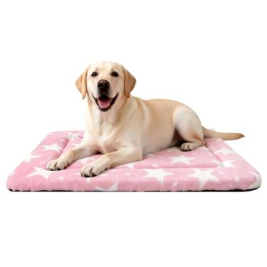 Imagem de Tapete de cama para cães – Almofada macia e confortável para canil – Cama e tapete durável para cães e gatos – ideal para gaiola, canil e uso doméstico (rosa (89 x 58 x 3,8 cm)