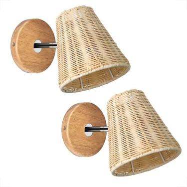 Imagem de 2 Arandela Palha Fibra Natural Rattan Direcionável Nat94 - Acienda