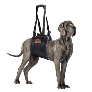 Imagem de S-ETOVUS Alça para cães grandes, suporte de perna traseira, arnês de elevação de cães com fita mágica, arnês macio para pernas traseiras, arnês de suporte de quadril para ajudar idosos, lesionados