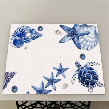 Imagem de Jogo Americano de Futebol – Kits de 2 a 12 Unidades para Mesa Posta – Estampa Exclusiva e Impermeável para Refeições Especiais (Praia 02,10 Peças)