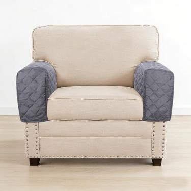 Imagem de Pacote com 2 capas de braço de sofá, capa de apoio de braço para cães, resistente à água, para cadeira e sofá, capa de braço de sofá com 3 bolsos para protetor de braço de sofá para gatos de estimação