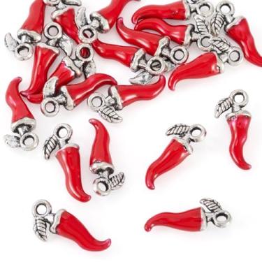 Imagem de Spritewelry Pingentes de mini pimentas e pimentas, mini pingentes de pimenta, pingente de cornicello de chifre italiano esmaltado para pulseira, brinco, colar, chaveiro, artesanato DIY, Metal não