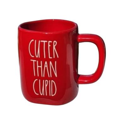 Imagem de Caneca de café de cerâmica Rae Dunn Cuter Than Cupid, tema do dia dos namorados, vermelha.