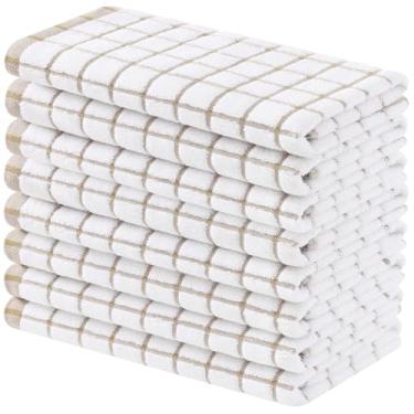 Imagem de Homaxy Toalhas de cozinha premium (40,6 cm x 71,1 cm, pacote com 8), panos de prato grandes de algodão fiado anel, toalhas de mão de cozinha macias super absorventes, conjunto de toalhas de chá de