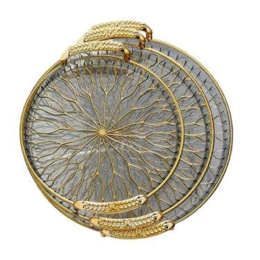 Imagem de Fenteer Conjunto de 3 Pratos de Frutas, Bandejas de Servir Versáteis e Redondas para Jantar, Banheiro, Hotel, Bar e Balcão, Cinza