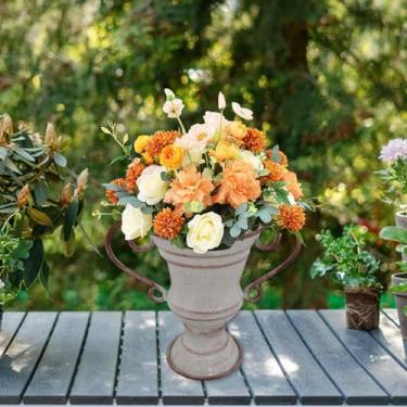 Imagem de WeiLaiKeQi Vaso de flores vintage em metal, estilo troféu, para decoração de casa, vaso decorativo para plantas, recipiente para flores, ideal para mesa de, Branco