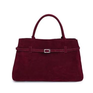 Imagem de TIOYW Bolsas femininas bolsas de ombro com fivela dourada bolsas femininas modernas, Vinho tinto, One Size