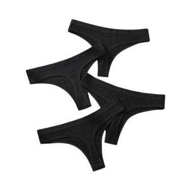 Imagem de Calcinhas De Algodão Femininas De Cintura Baixa 4 Peças Respirável Sem