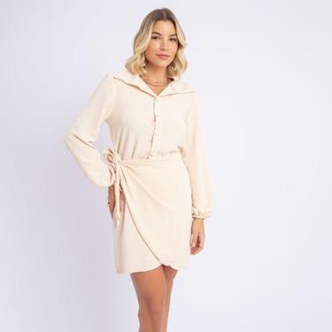 Imagem de Vestido Manga Longa Bufante Transpassado Botões Social Bali - SWISS BO