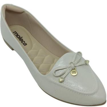 Imagem de Sapatilha Moleca Feminina em Verniz com Laço Cor:Branco OffTamanho:38,