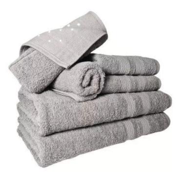 Imagem de Jogo Toalhas 2 Banhos 2 Rostos 2 Pisos Grande Grossa Cinza