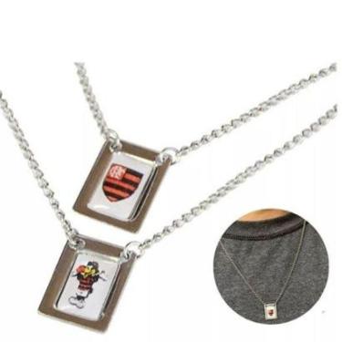 Imagem de Cordão Corrente Escapulário Masculino Feminino Flamengo Aço Cirúrgico Antialérgico-Unissex