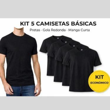 Imagem de Kit 05 Camisetas Pretas/ Brancas Slim Gola Careca Masculina- Hering Ta