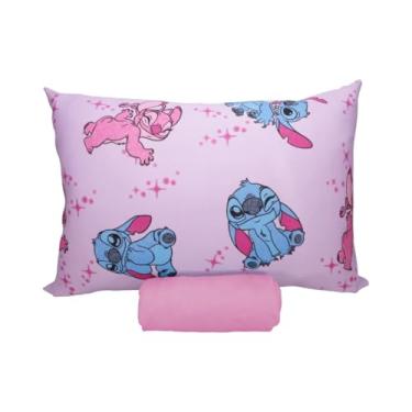 Imagem de Portallar, Jogo Cama Stitch Angel 100% Algodão C/Elástico 2 Pçs Rosa