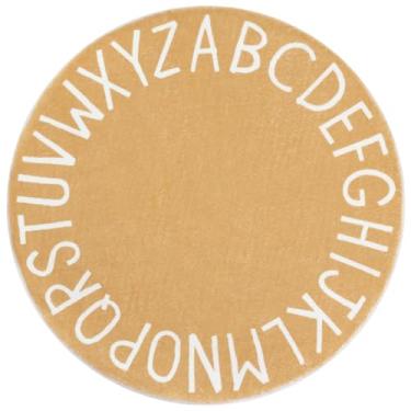 Imagem de Topotdor Tapete redondo para crianças, alfabeto, berçário, tapete extra grande, macio, para quarto de crianças pequenas (180 cm, marrom)