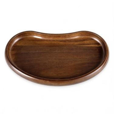 Imagem de Bandeja de servir de madeira de acácia – Bandeja decorativa de artesanato premium irregular para chaves, lanches, decoração de mesa de centro e organização de entrada