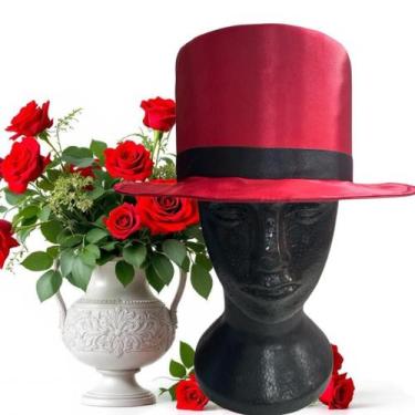 Imagem de Cartola Simples Vermelha  Acessório Clássico para Rituais e Decorações