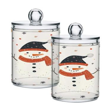 Imagem de xigua Pacote com 4 suportes para bonecos de neve de Natal para bolas de algodão, cotonete – Frasco de plástico de boticário transparente e versátil para armazenamento de maquiagem de banheiro e