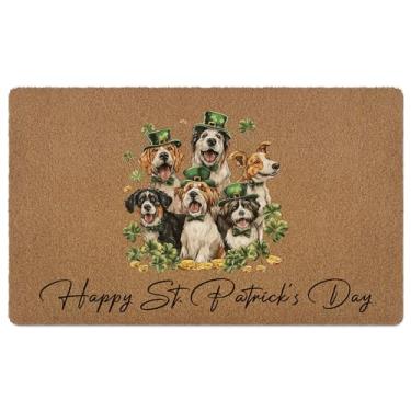 Imagem de huester Tapete de porta de boas-vindas para cães Dia de São Patrício, Feliz Dia de São Patrício, trevo de quatro folhas, decorativo, casa, interior, exterior, varanda, entrada, exterior, capacho de
