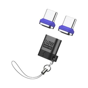 Imagem de Adaptador Magnético USB C Masculino/Feminino 240W 90 180 Graus PD3.0 C