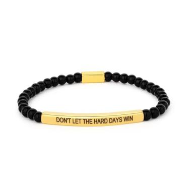 Imagem de KHKINDPRO Pulseira Dont Let The Hard Days Win para mulheres e homens, feita à mão, trançada, ajustável, de aço inoxidável para minha filha/melhor amigo, presentes inspiradores joias femininas