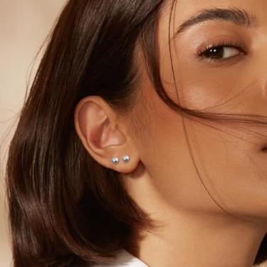 Imagem de Brincos de aço cirúrgico para mulheres, 20G, com costas planas, brincos de cartilagem minúscula e traseira plana, 6mm, Aço inoxidável, Sem pedra preciosa